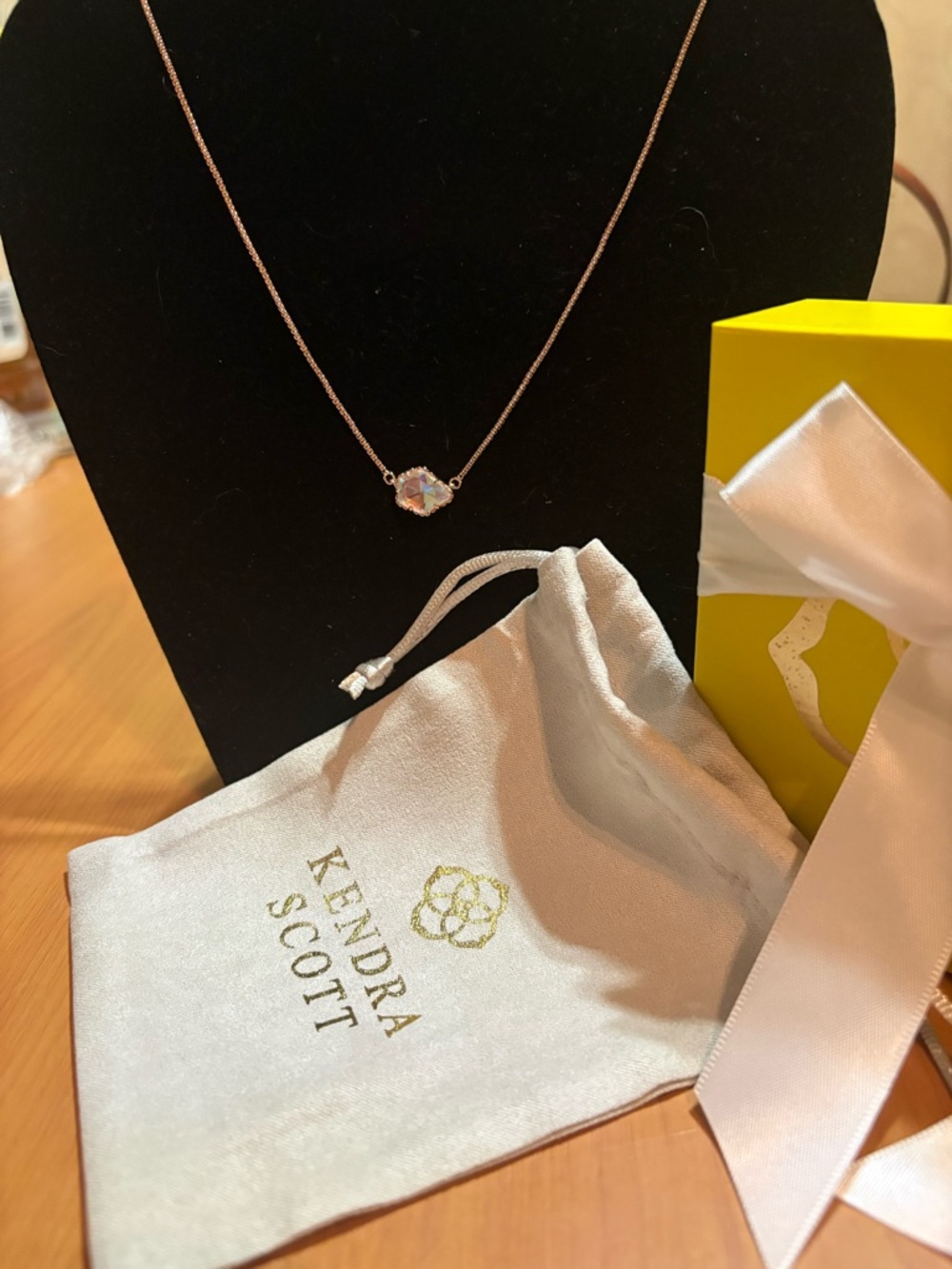Kendra Scott Rose Gold Iridescent Pendant Necklace with Dustbag and Box